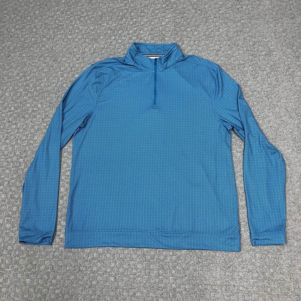 Southern Tide Quarter Zip Pullover Mens Large Blue Mock Neck Geometric Golf Prep